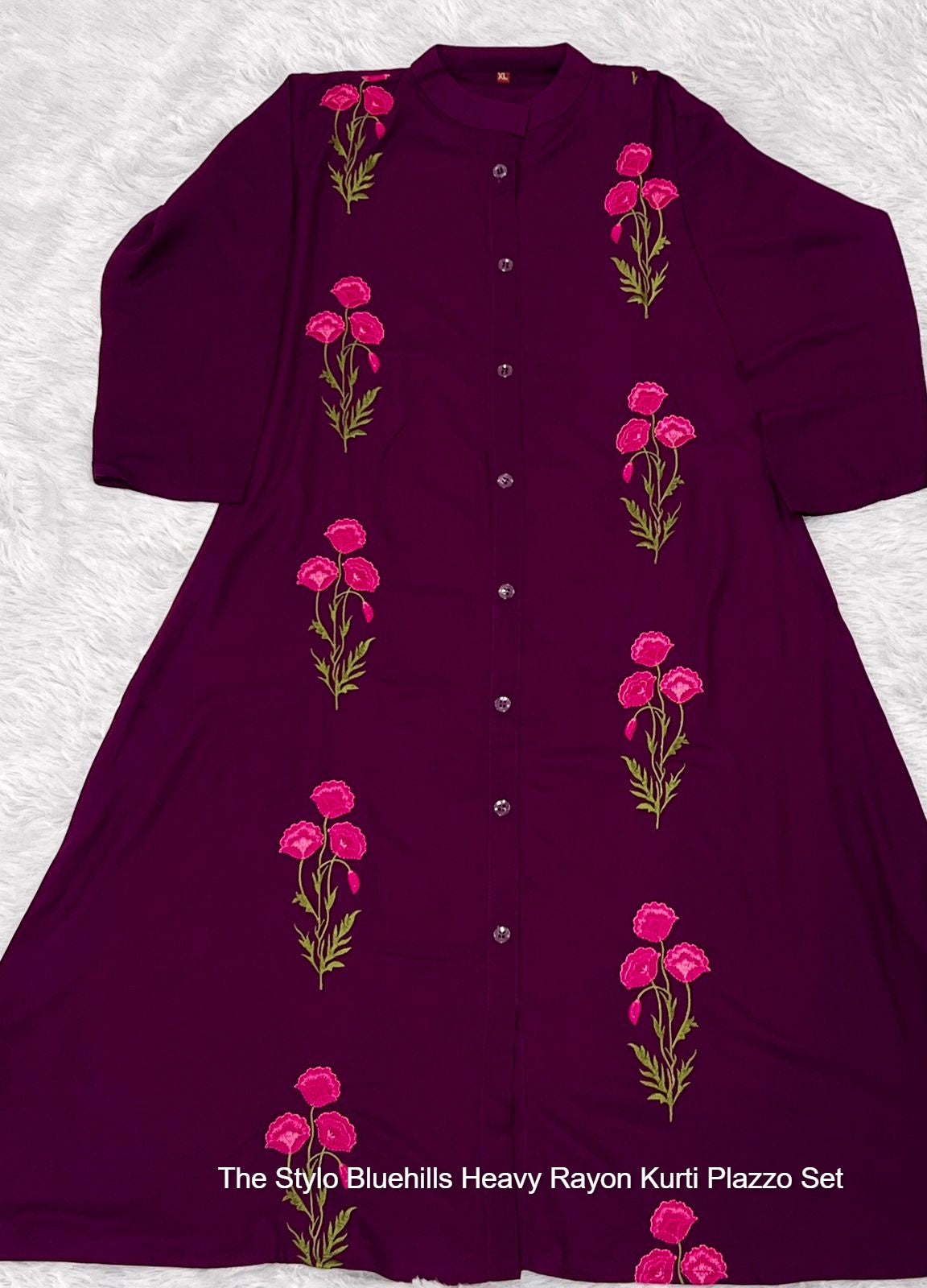 The Stylo Wine Bluehills Heavy Rayon Kurti Plazzo Set