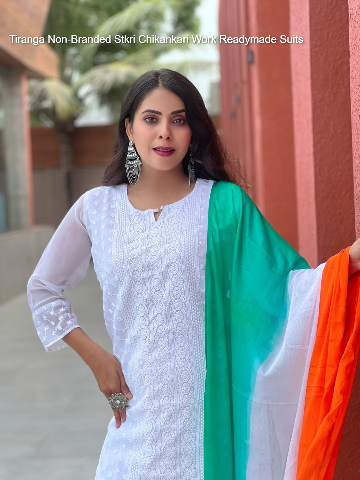 Tiranga Non-Branded Stkri Chikankari Work Readymade Suits
