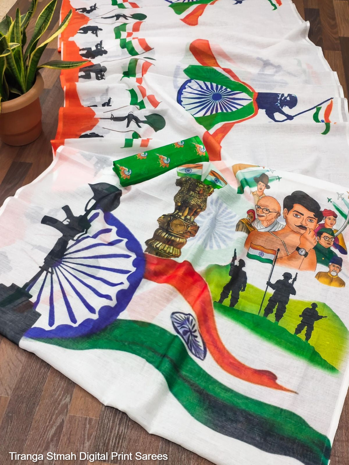 Tiranga Stmah Digital Print Sarees