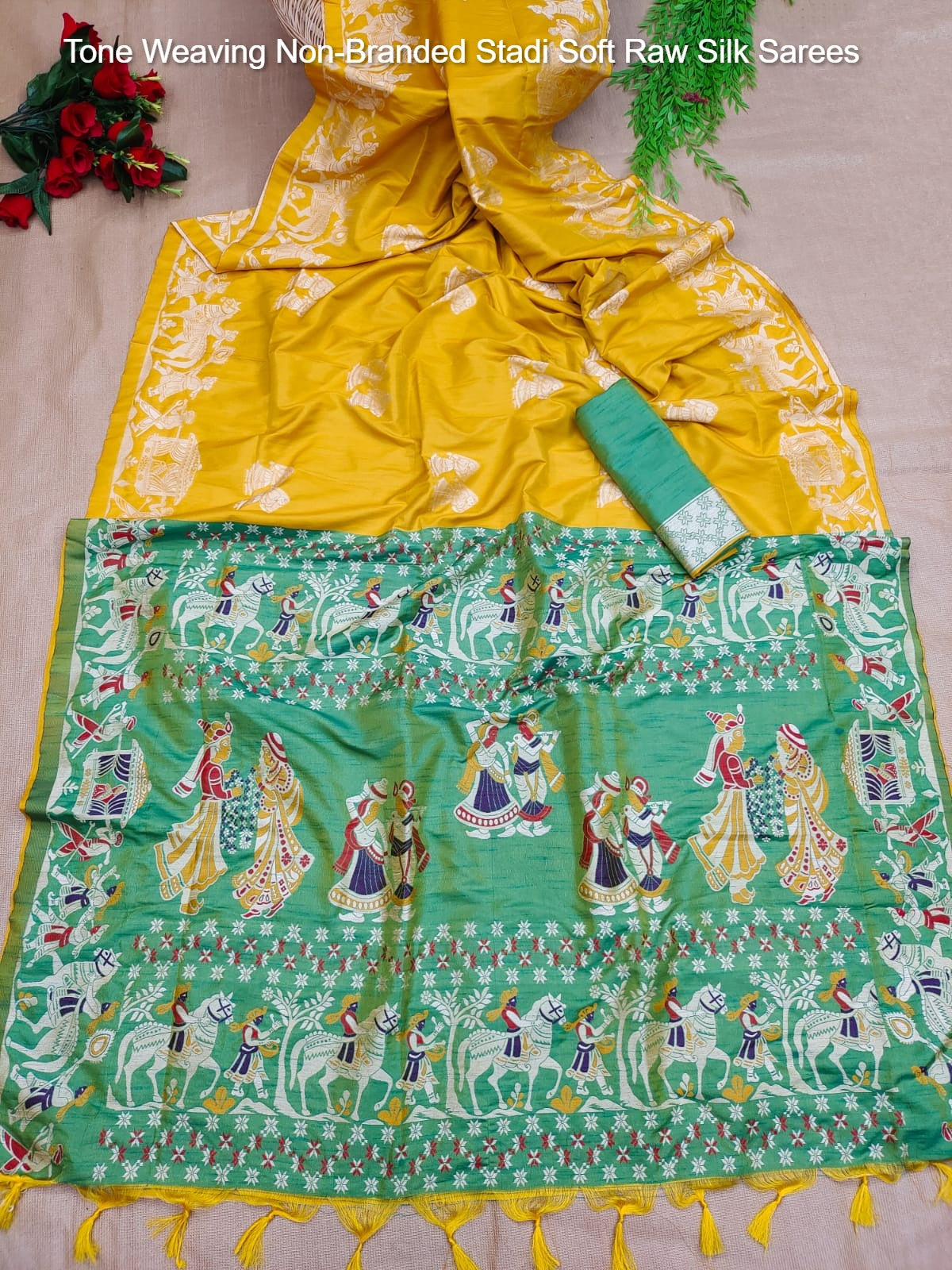 Tone Weaving Non-Branded Stadi Soft Raw Silk Sarees