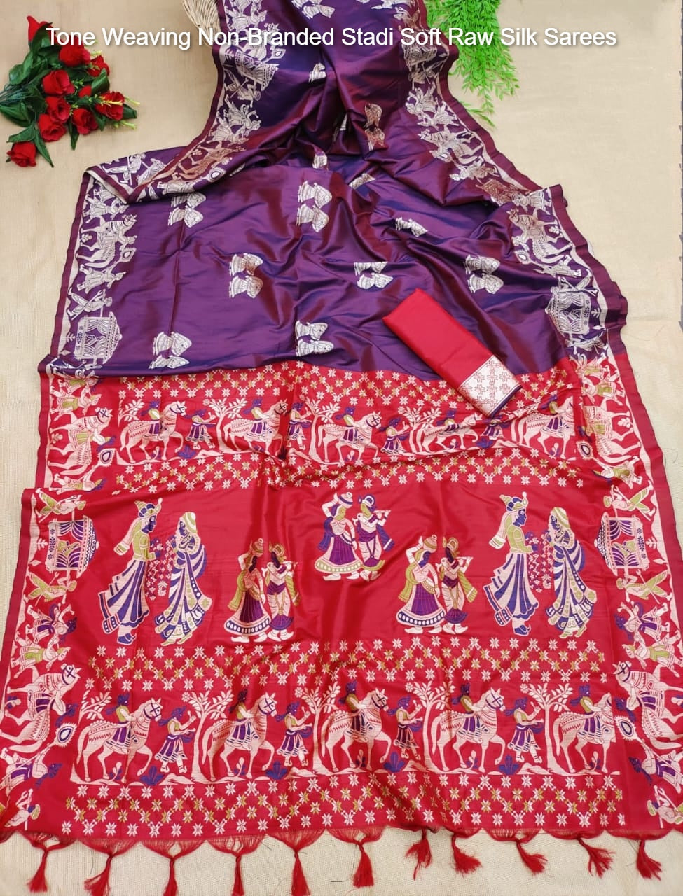 Tone Weaving Non-Branded Stadi Soft Raw Silk Sarees