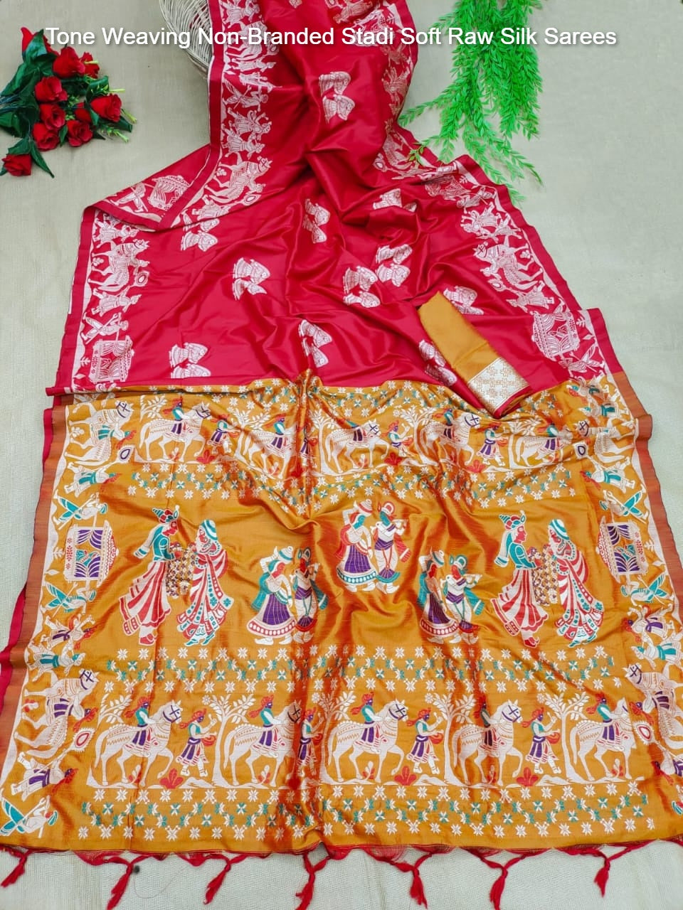 Tone Weaving Non-Branded Stadi Soft Raw Silk Sarees