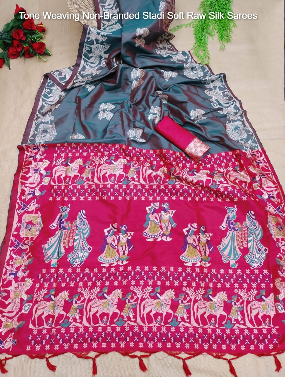 Tone Weaving Non-Branded Stadi Soft Raw Silk Sarees