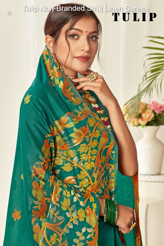Tulip Non-Branded Straj Linen Sarees