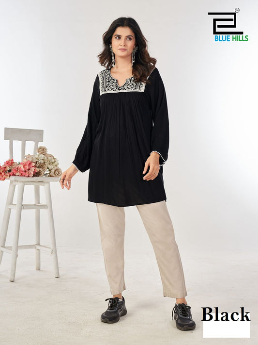 Tunic Nx Black Bluehills Rayon Women Top