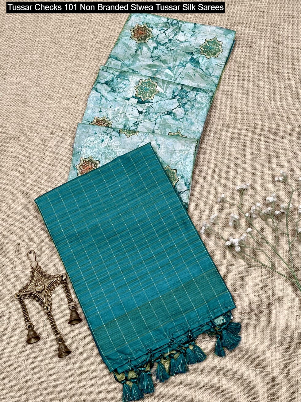 Tussar Checks 101 Non-Branded Stwea Tussar Silk Sarees