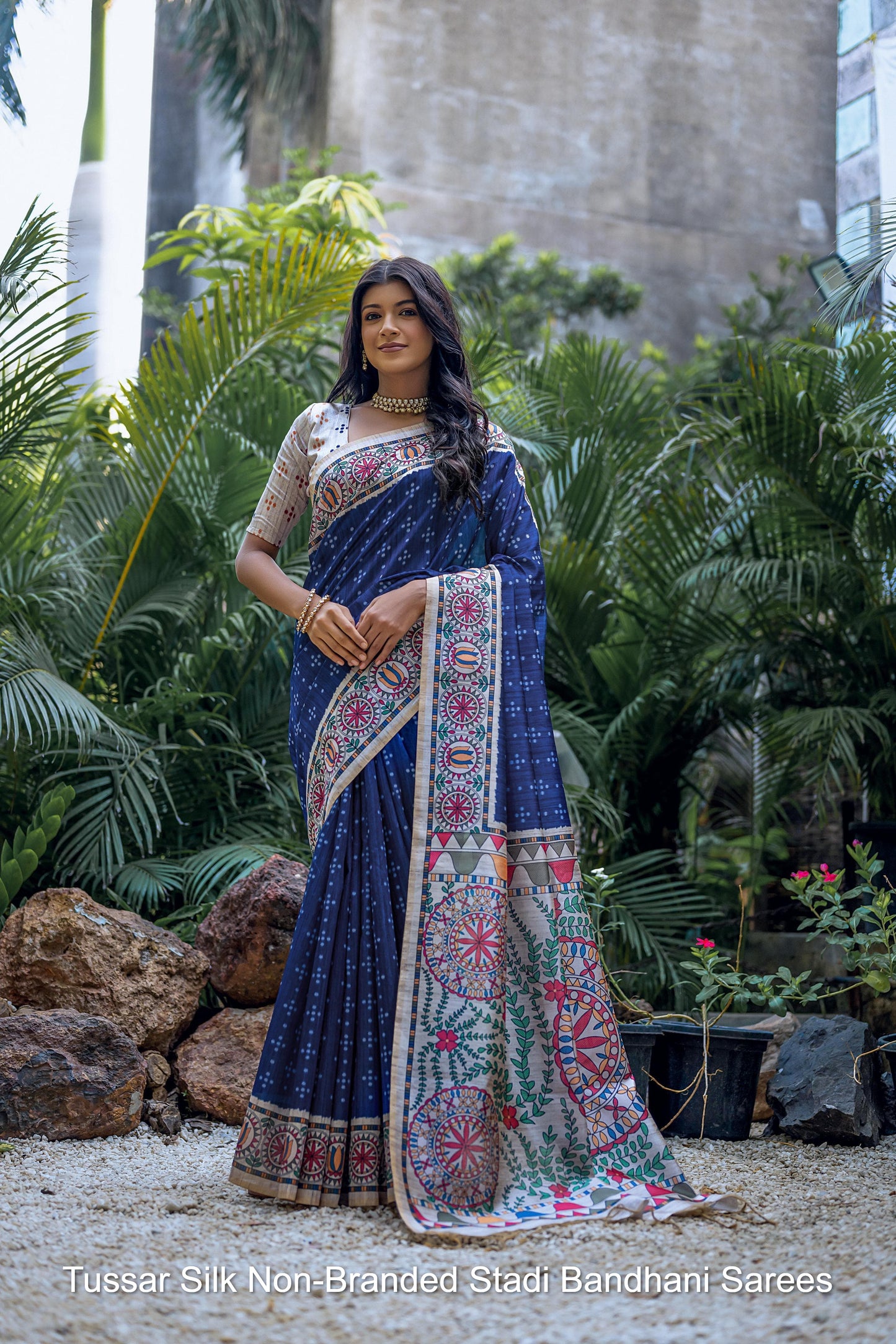 Tussar Silk Non-Branded Stadi Bandhani Sarees