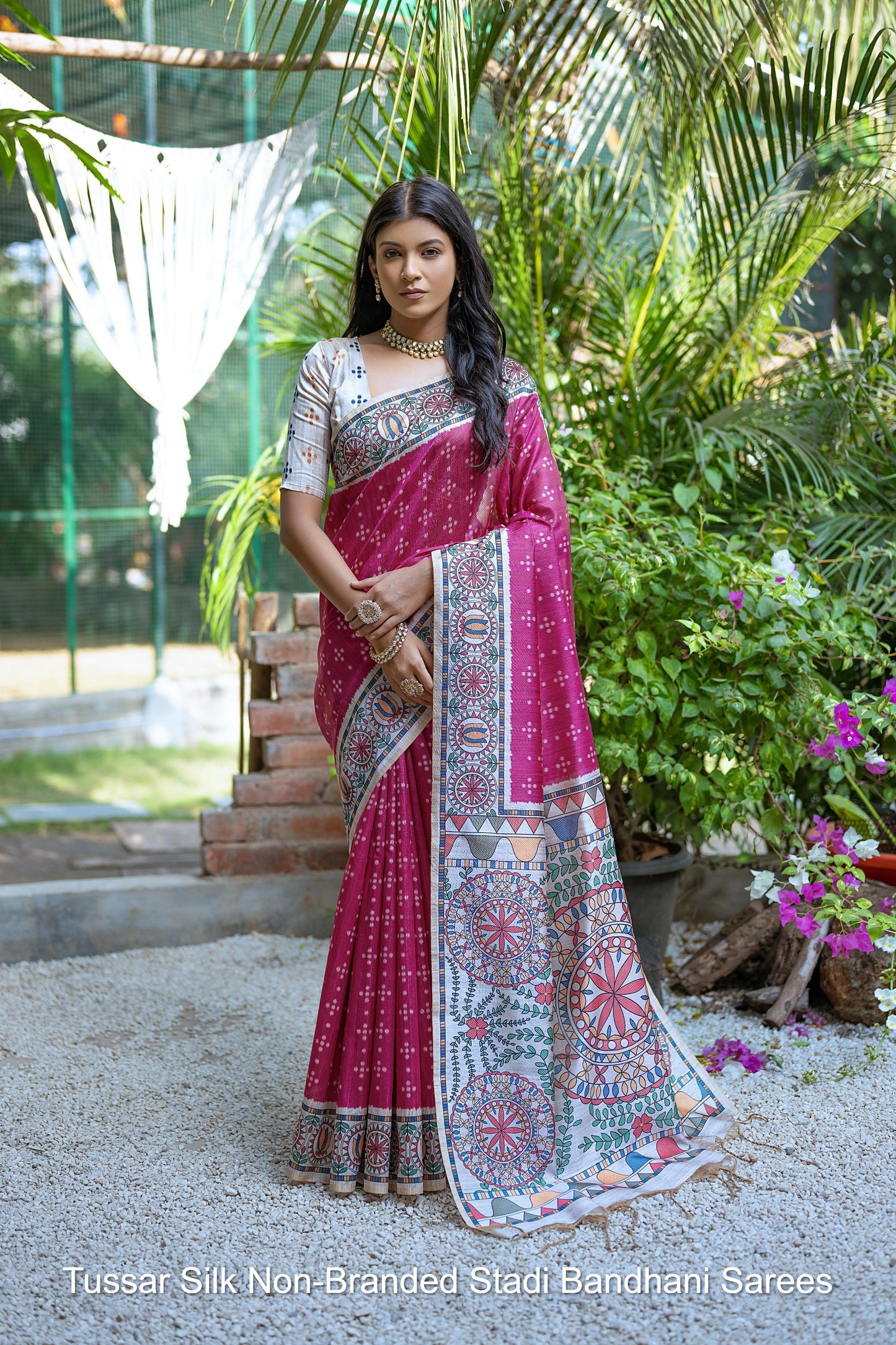 Tussar Silk Non-Branded Stadi Bandhani Sarees