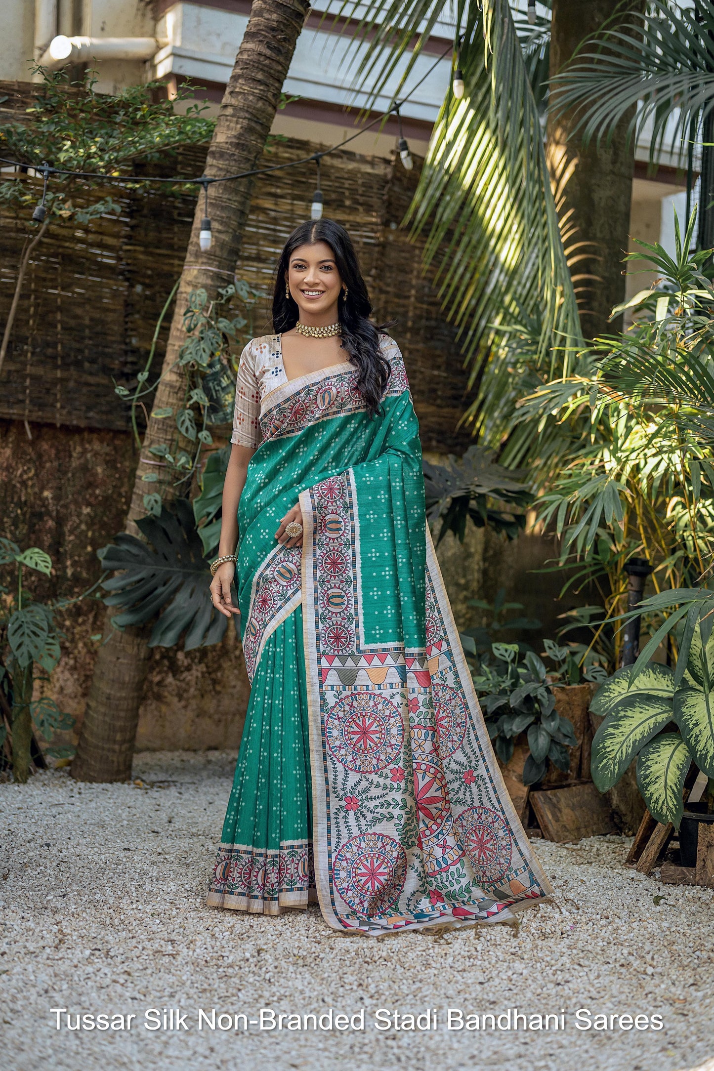 Tussar Silk Non-Branded Stadi Bandhani Sarees