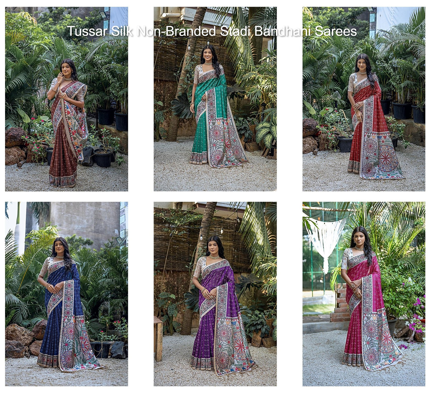 Tussar Silk Non-Branded Stadi Bandhani Sarees