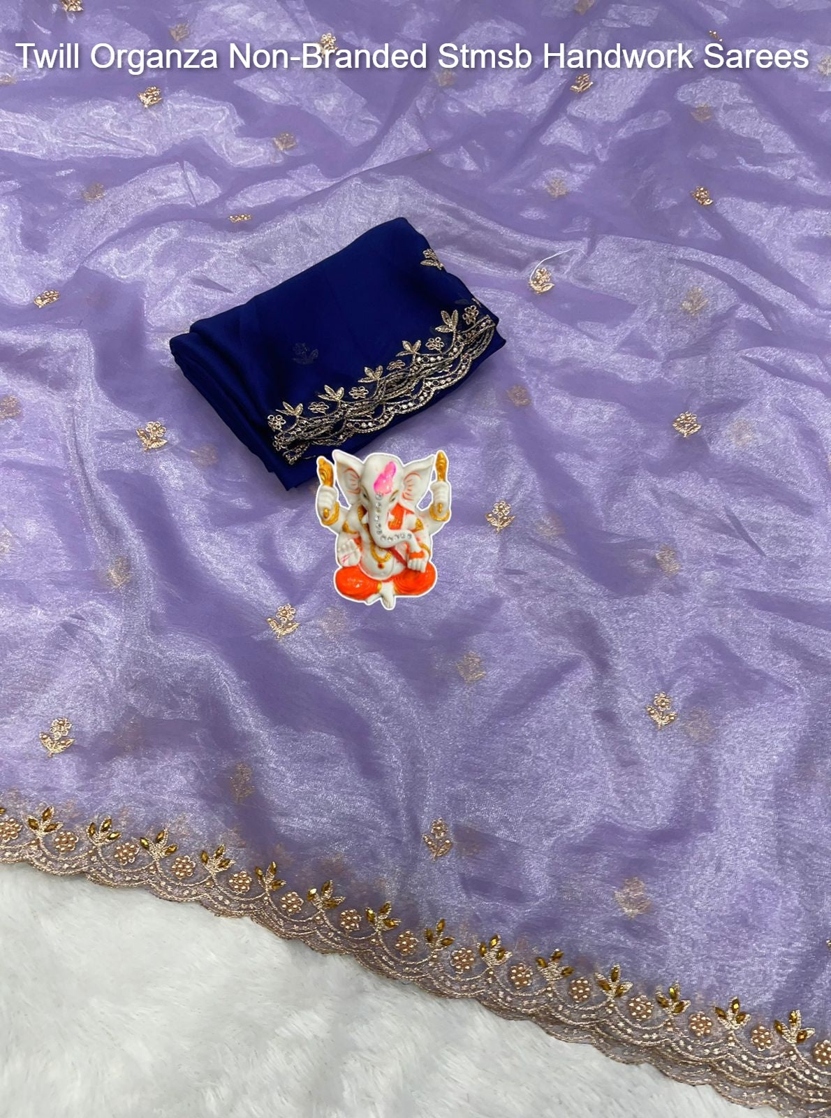 Twill Organza Non-Branded Stmsb Handwork Sarees