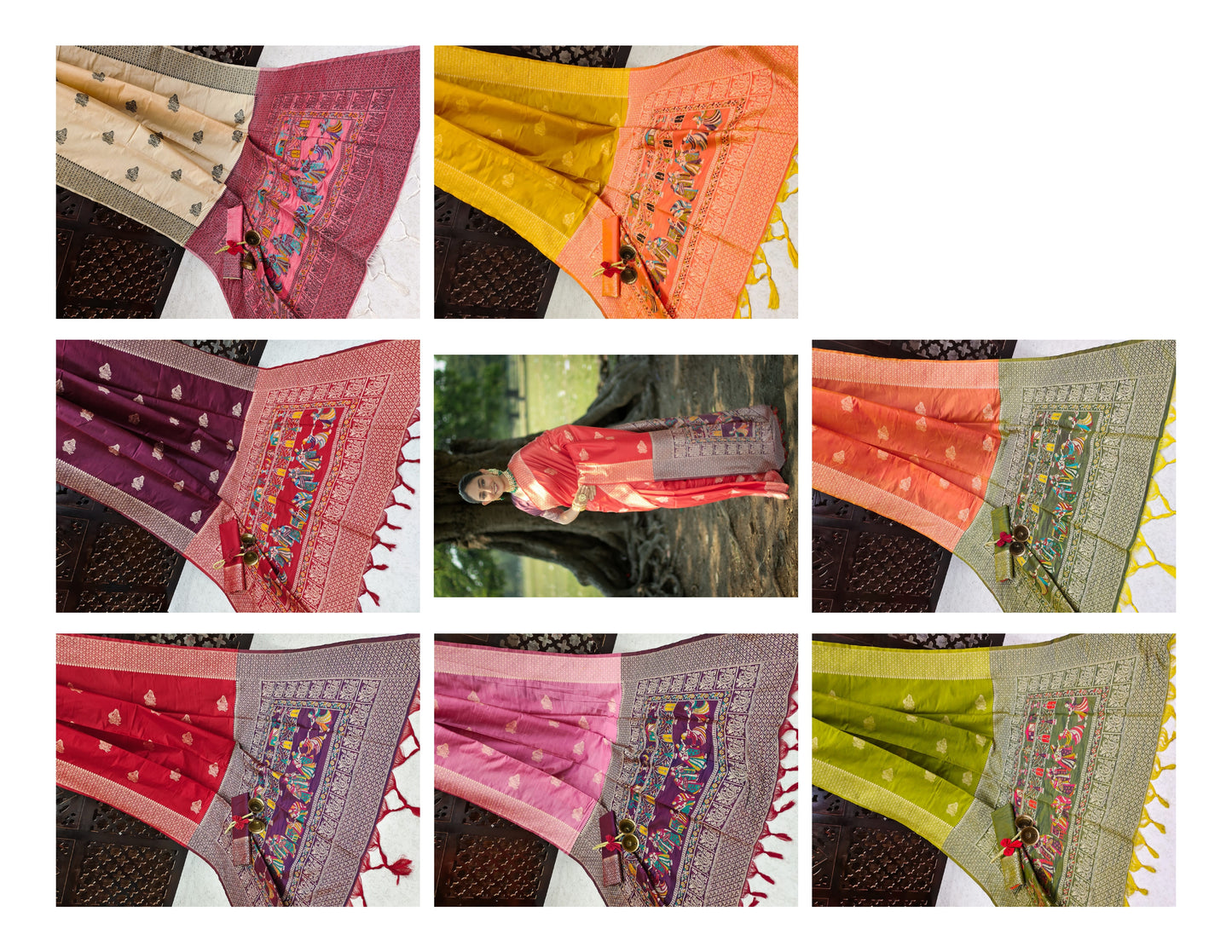 Two Tone Non-Branded Stwea Raw Silk Sarees