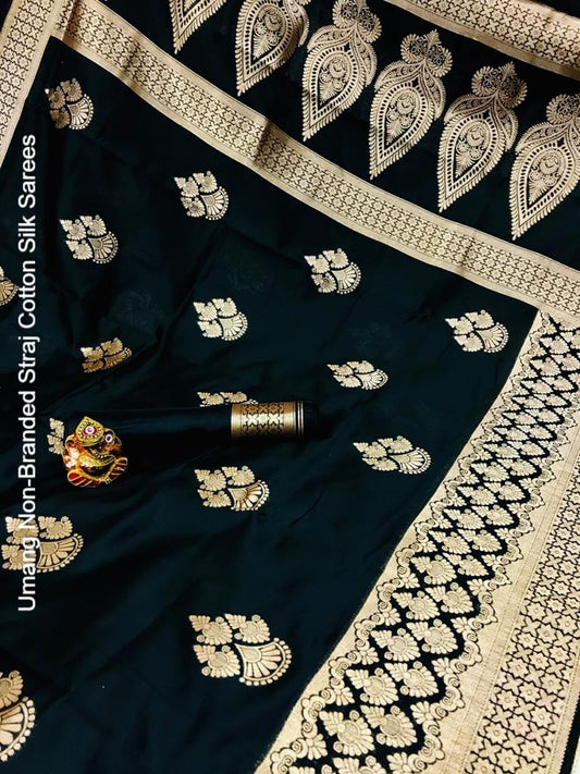 Umang Non-Branded Straj Cotton Silk Sarees
