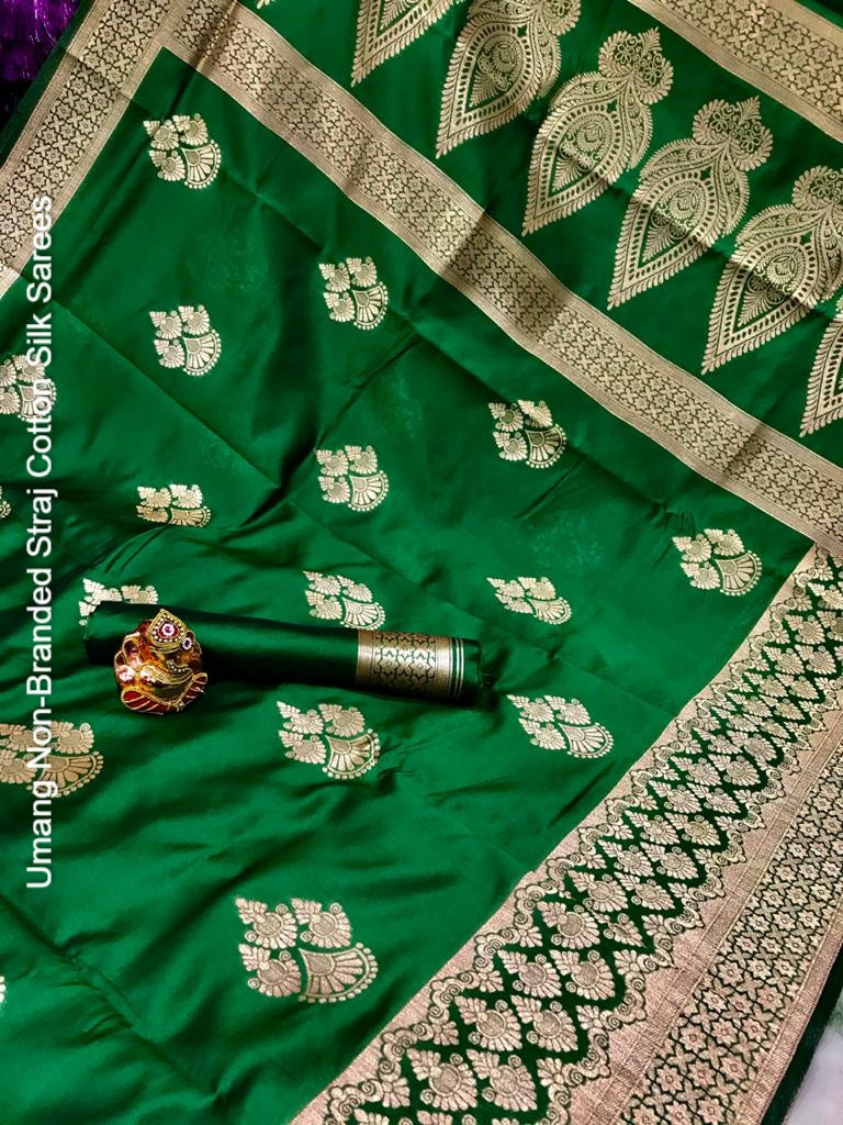 Umang Non-Branded Straj Cotton Silk Sarees