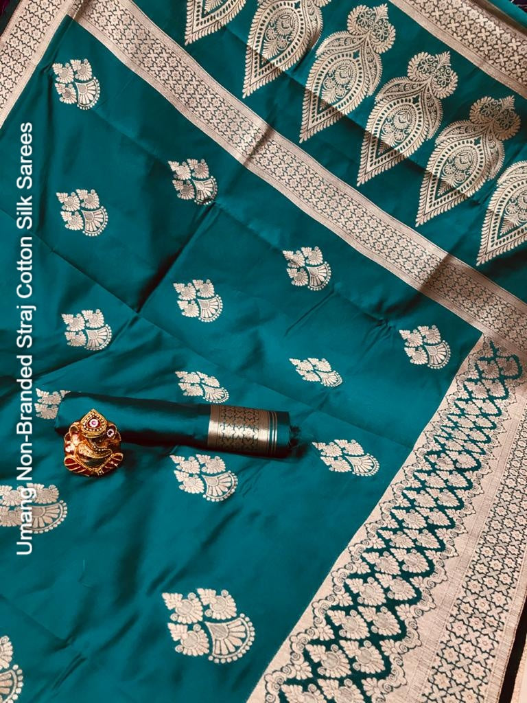 Umang Non-Branded Straj Cotton Silk Sarees
