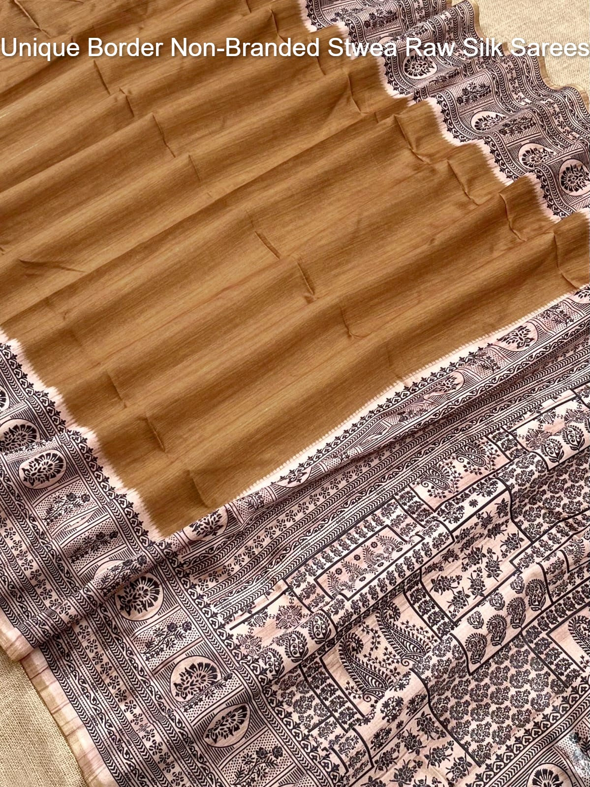 Unique Border Non-Branded Stwea Raw Silk Sarees