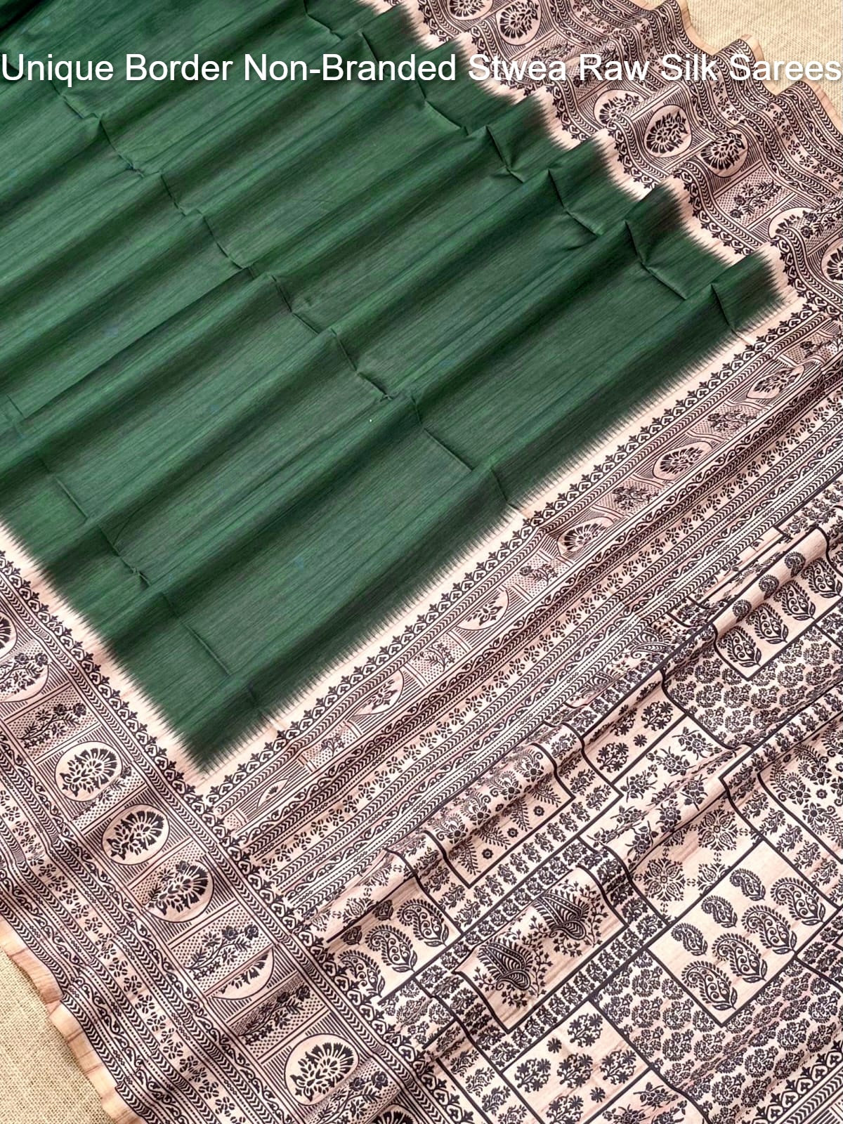 Unique Border Non-Branded Stwea Raw Silk Sarees