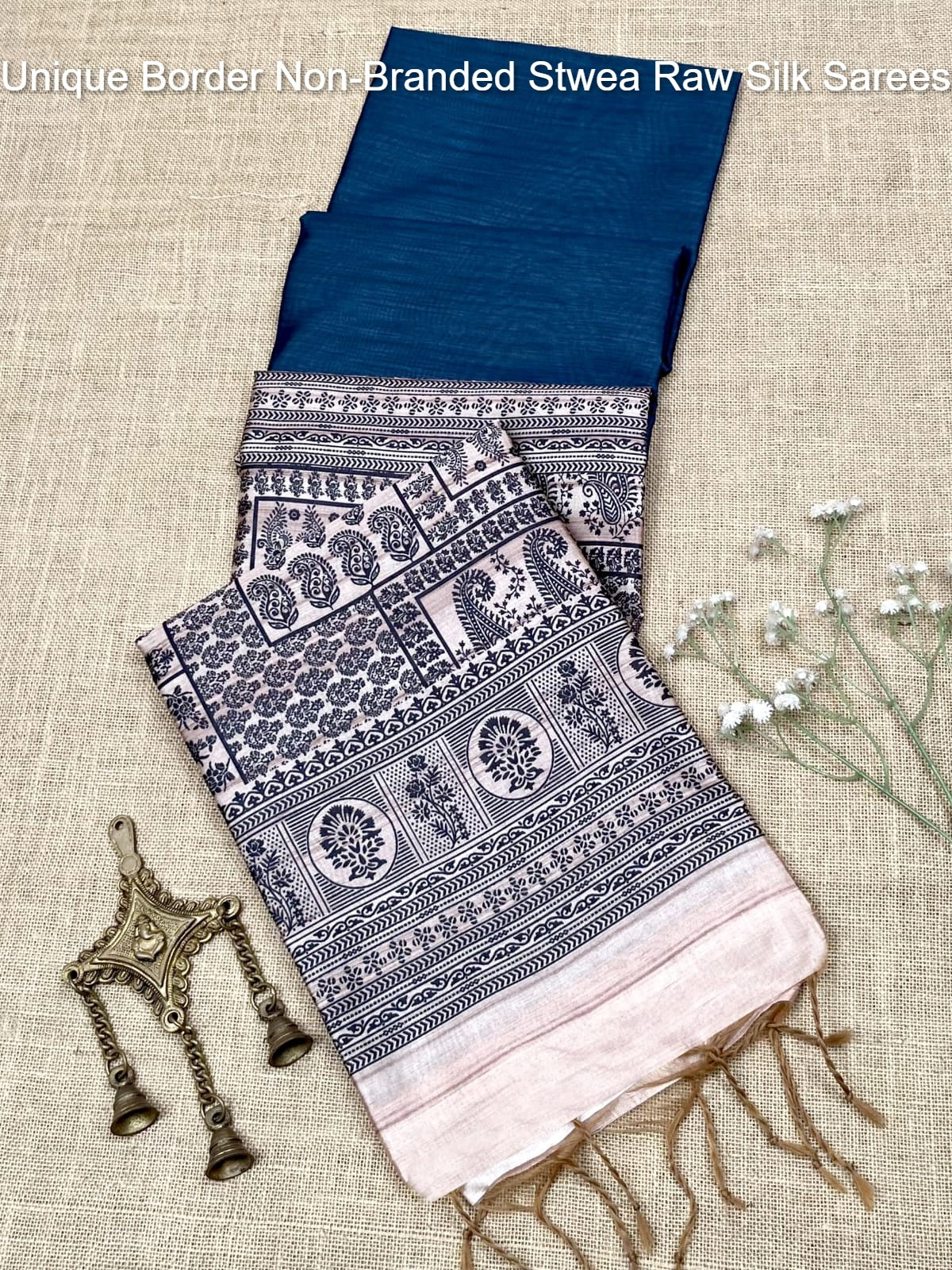 Unique Border Non-Branded Stwea Raw Silk Sarees