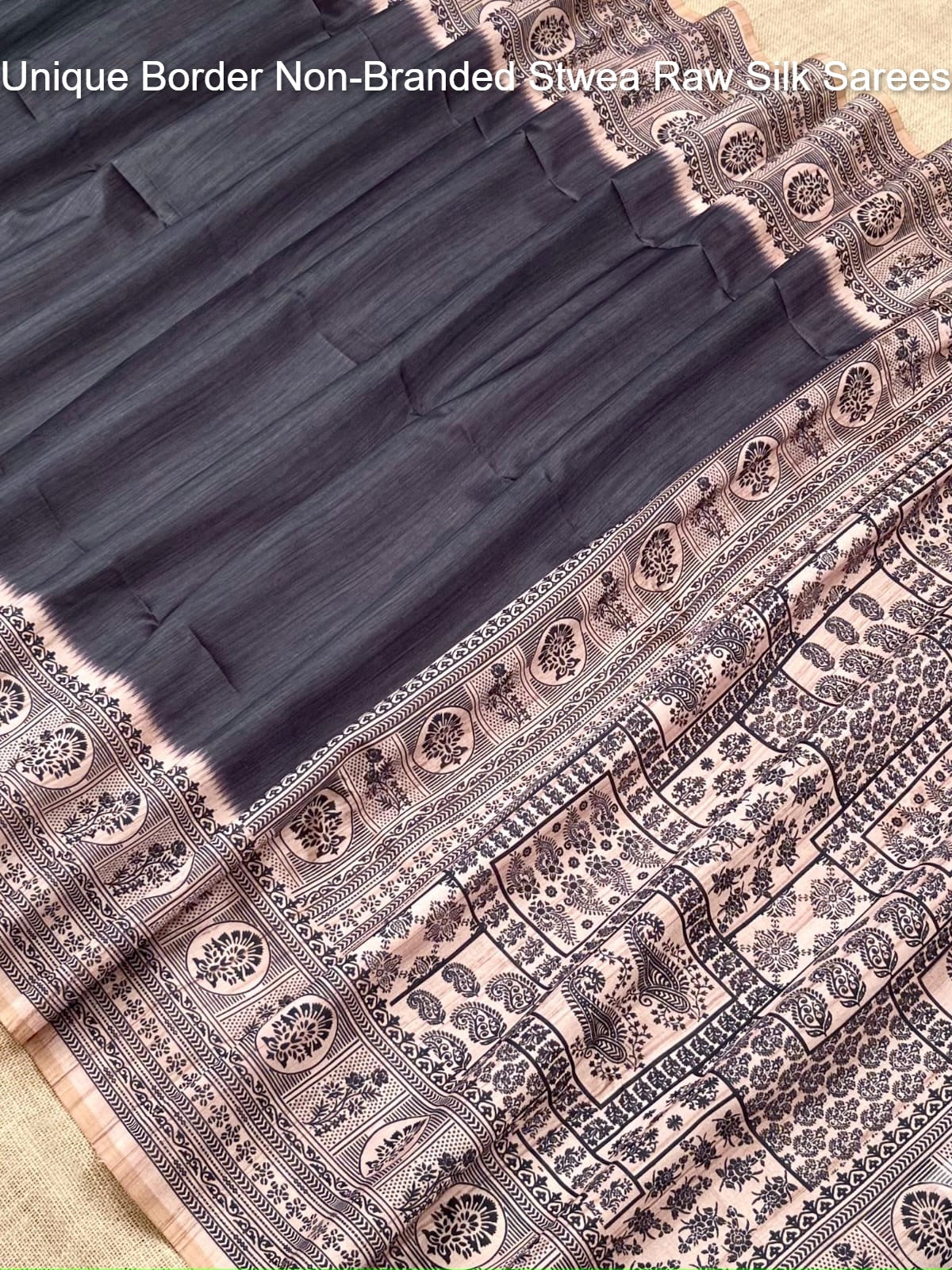 Unique Border Non-Branded Stwea Raw Silk Sarees