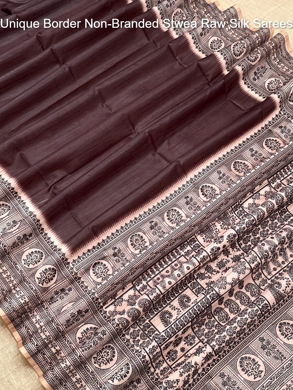 Unique Border Non-Branded Stwea Raw Silk Sarees