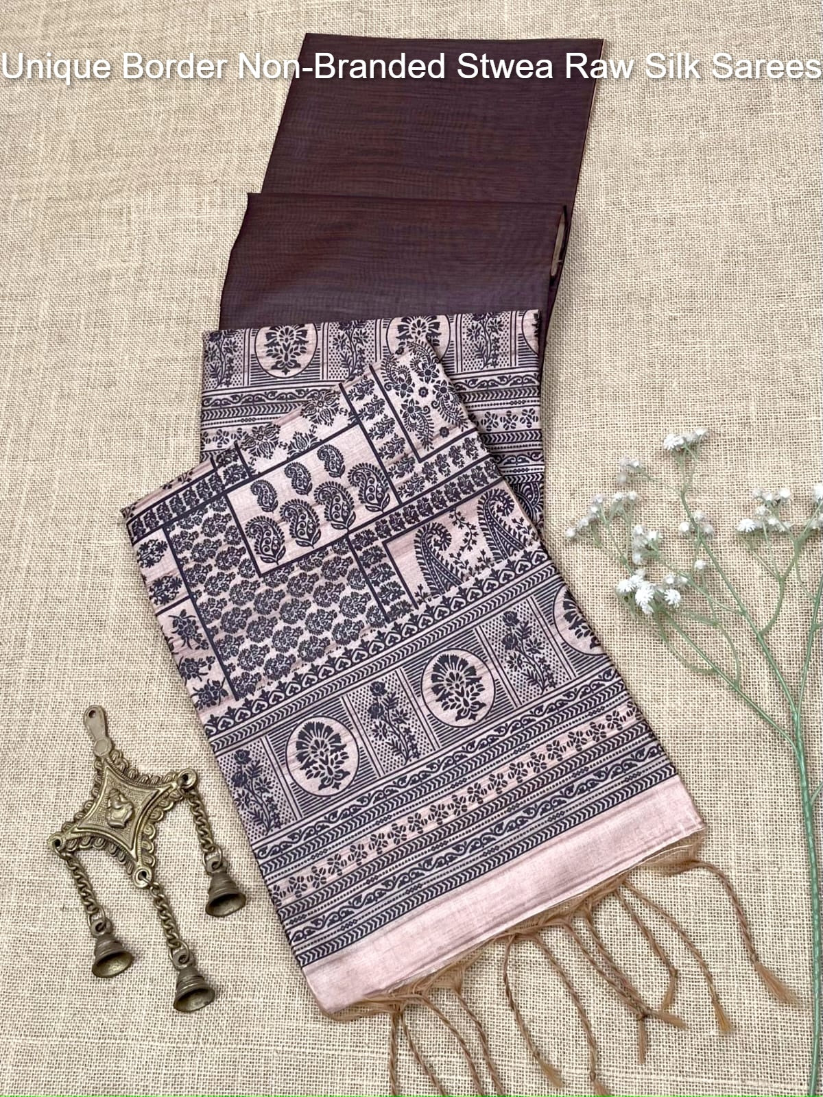 Unique Border Non-Branded Stwea Raw Silk Sarees