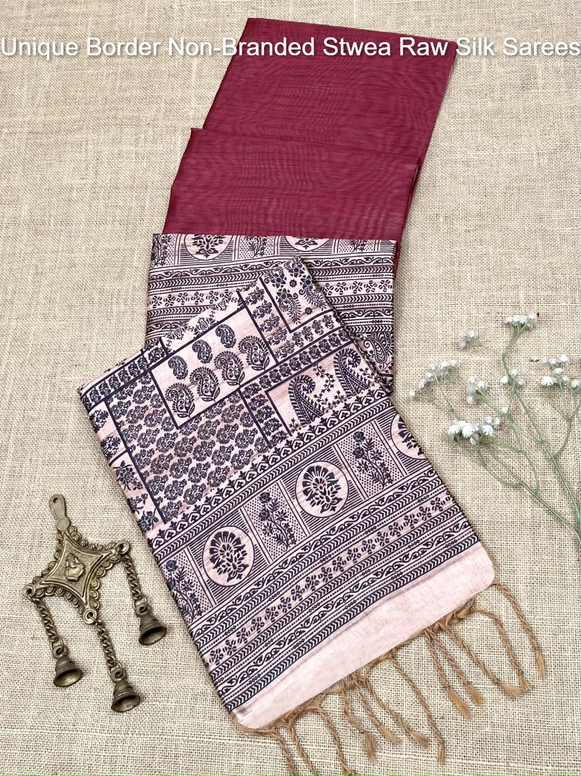 Unique Border Non-Branded Stwea Raw Silk Sarees