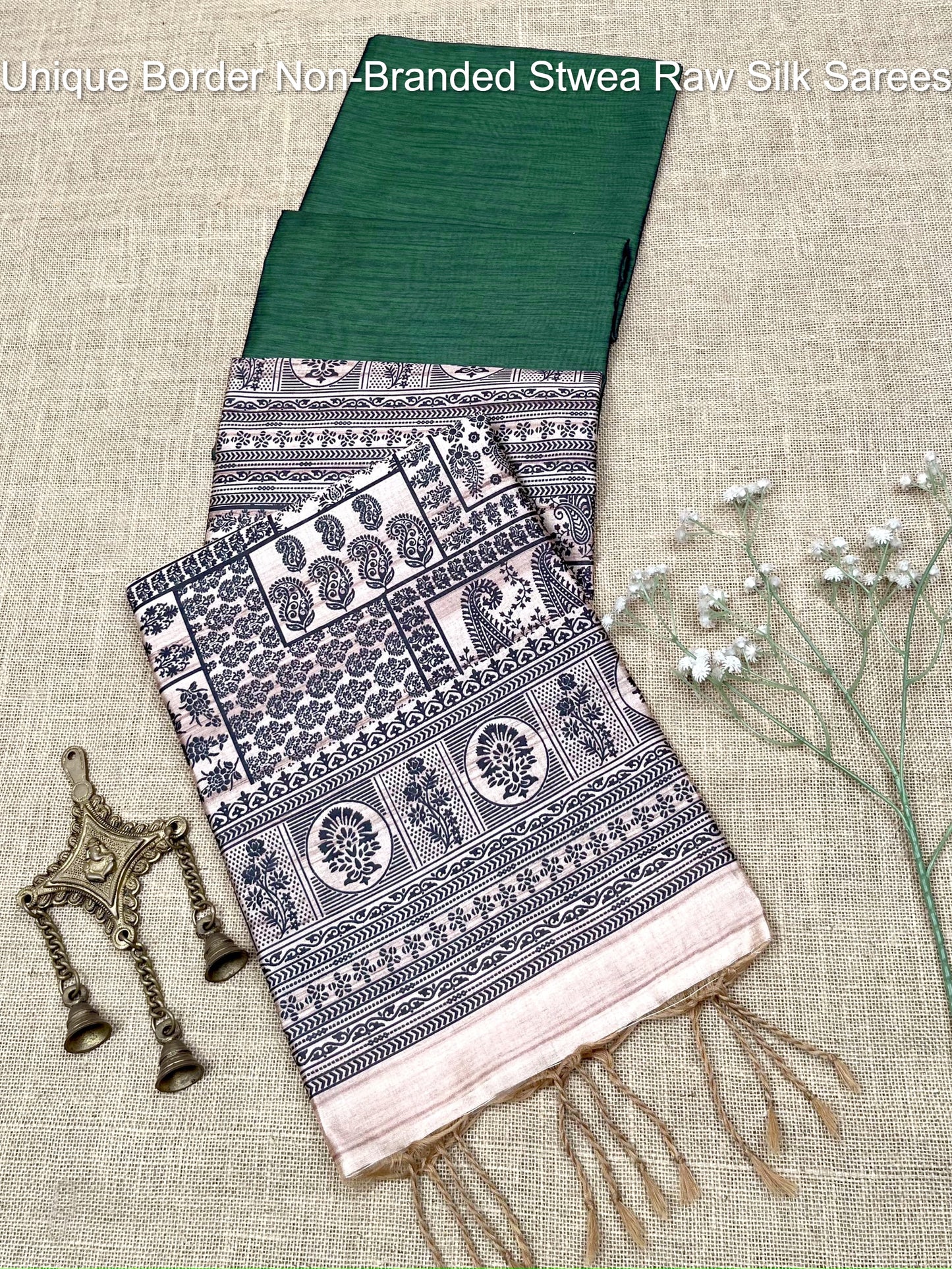 Unique Border Non-Branded Stwea Raw Silk Sarees