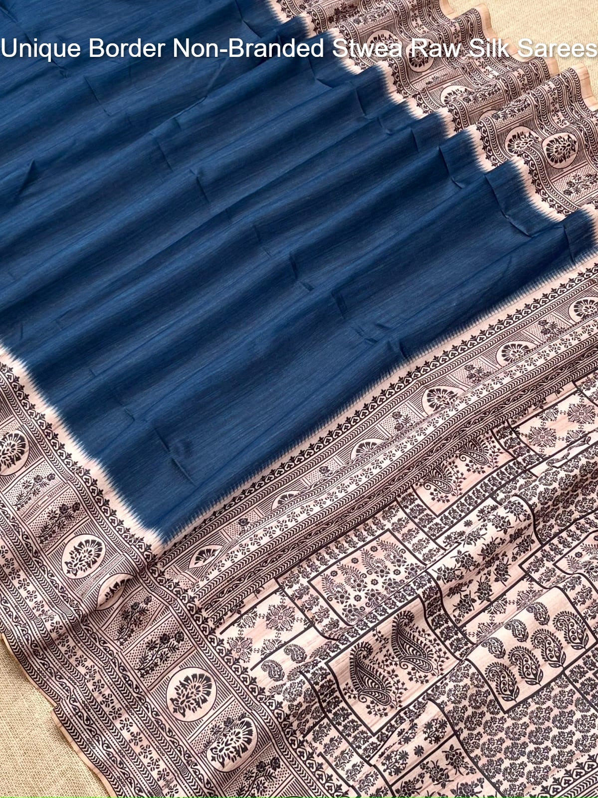 Unique Border Non-Branded Stwea Raw Silk Sarees
