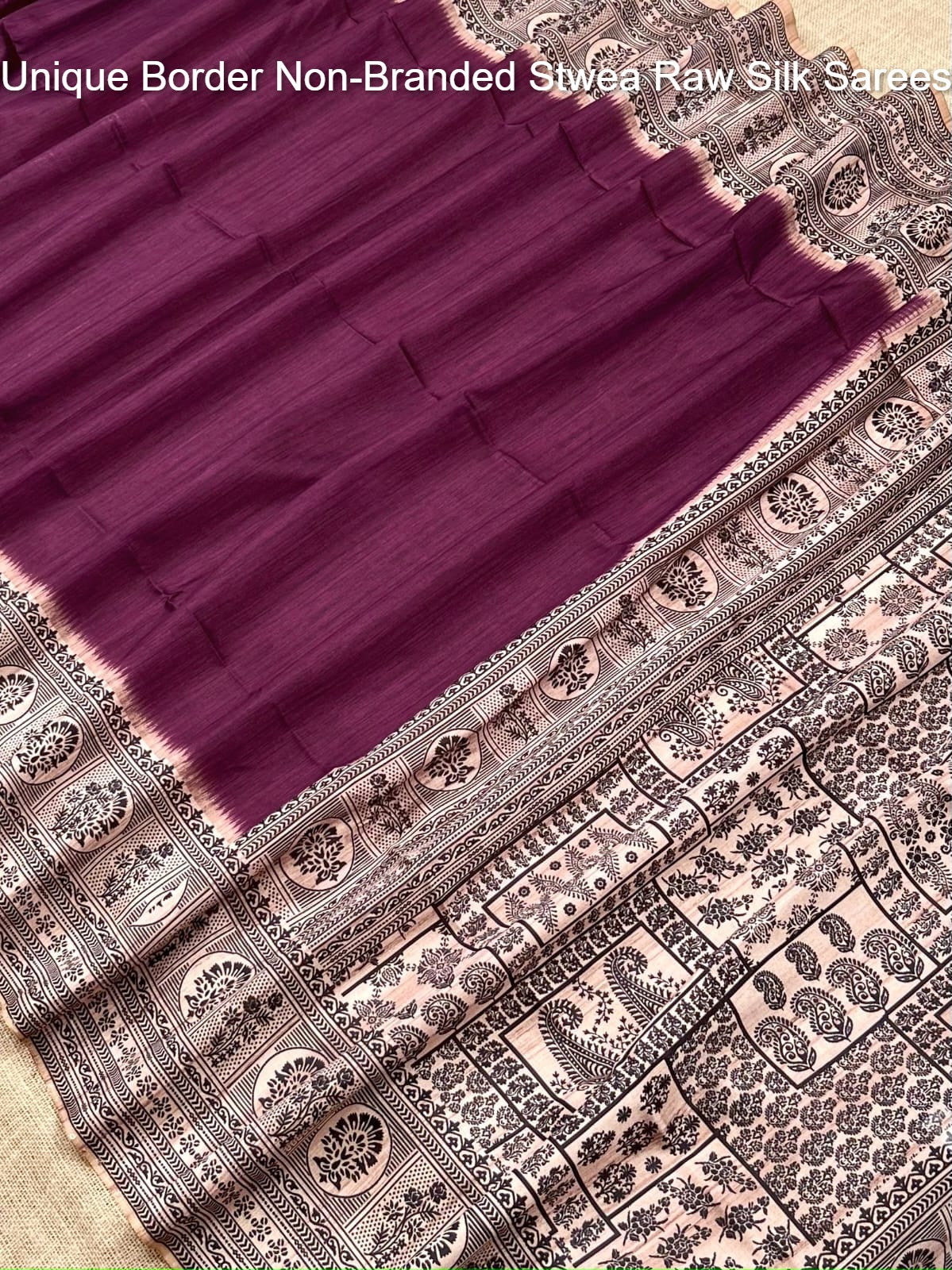 Unique Border Non-Branded Stwea Raw Silk Sarees