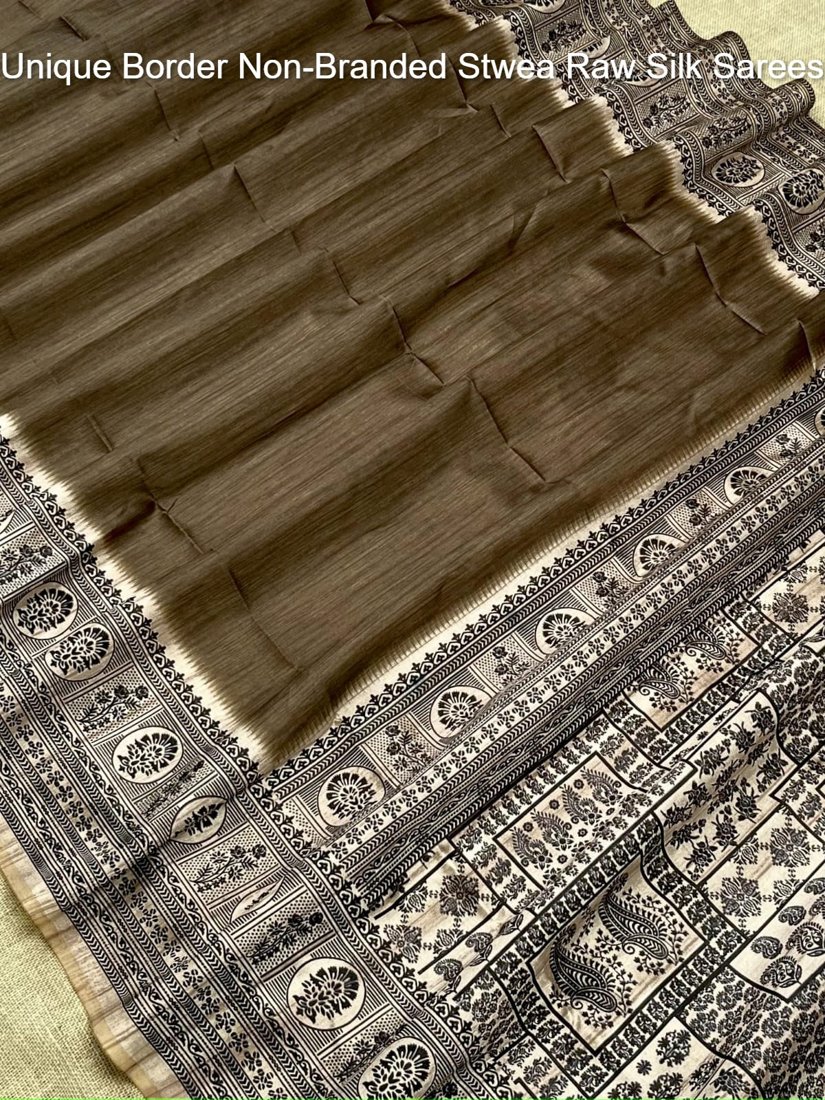 Unique Border Non-Branded Stwea Raw Silk Sarees