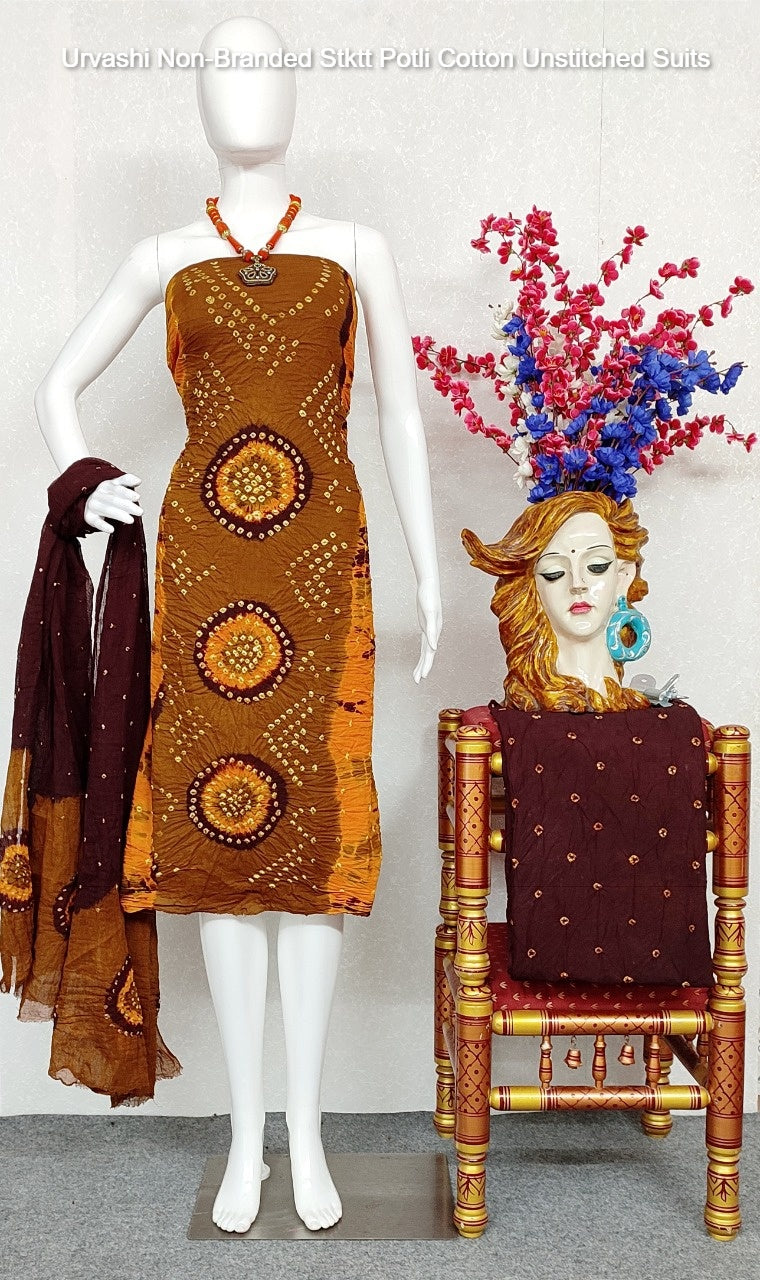 Urvashi Non-Branded Stktt Potli Cotton Unstitched Suits
