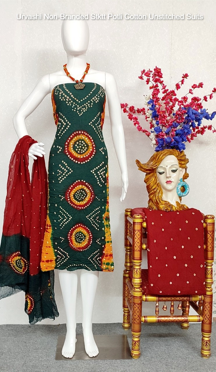 Urvashi Non-Branded Stktt Potli Cotton Unstitched Suits