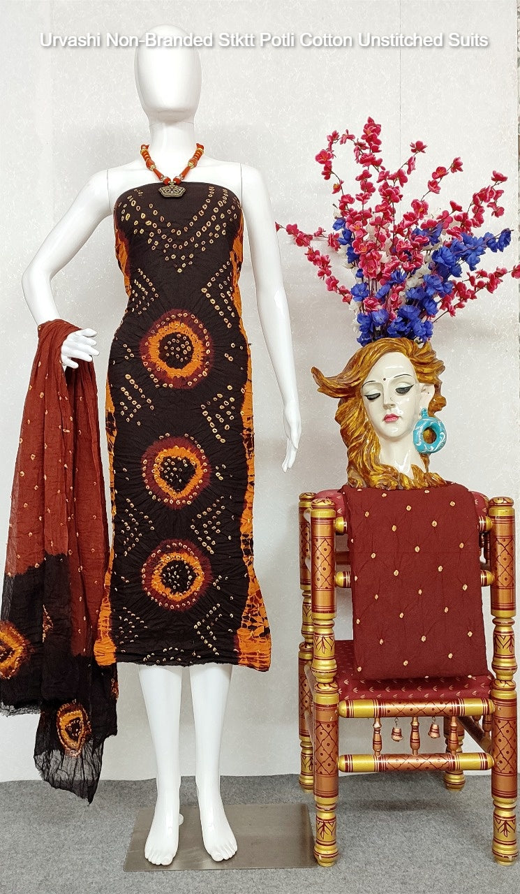 Urvashi Non-Branded Stktt Potli Cotton Unstitched Suits