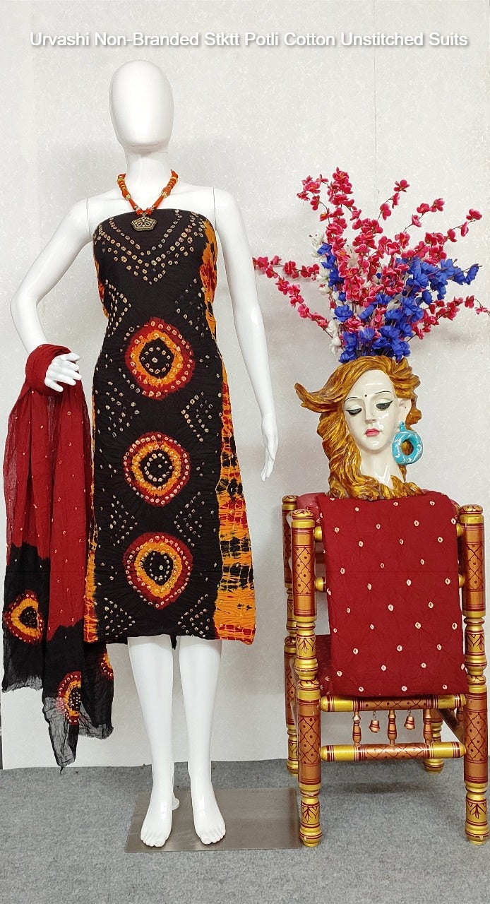Urvashi Non-Branded Stktt Potli Cotton Unstitched Suits