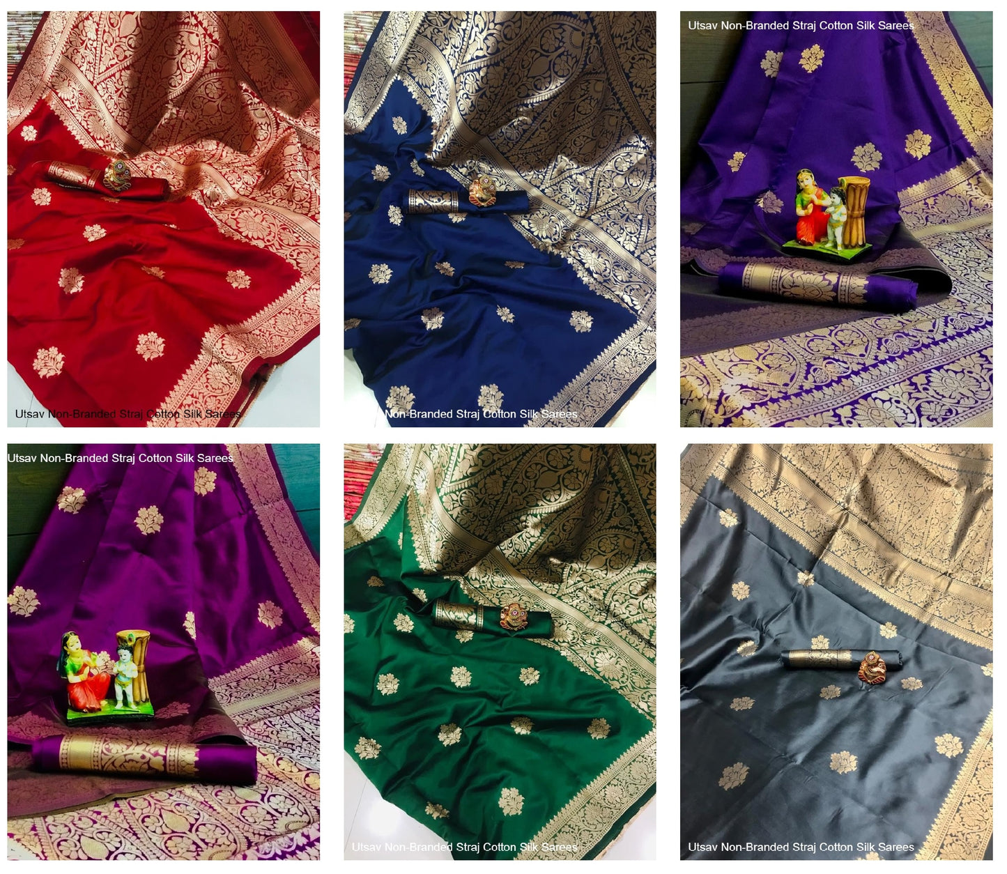 Utsav Non-Branded Straj Cotton Silk Sarees