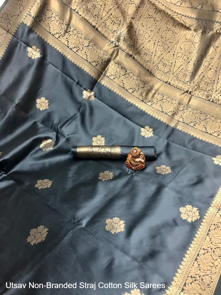 Utsav Non-Branded Straj Cotton Silk Sarees