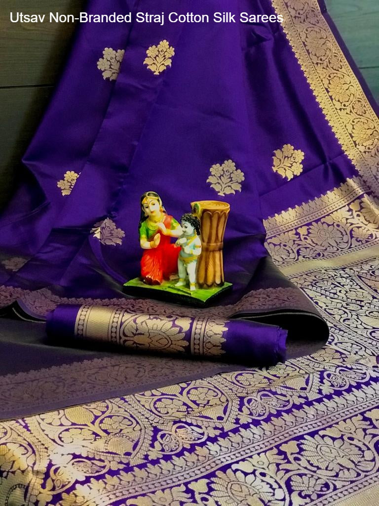 Utsav Non-Branded Straj Cotton Silk Sarees