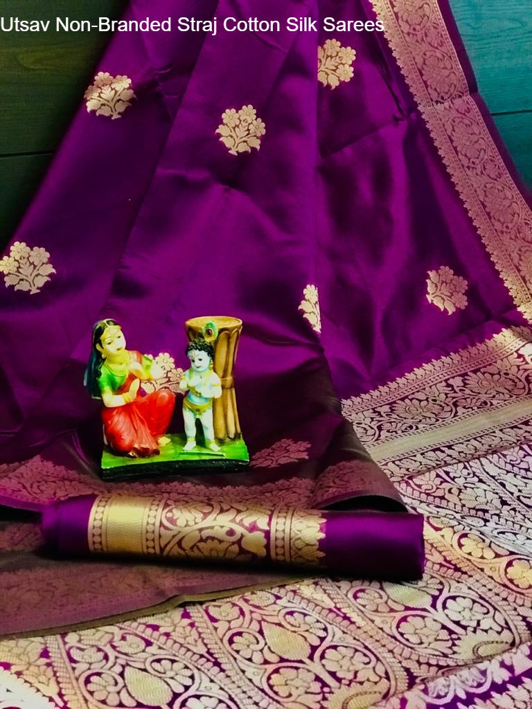 Utsav Non-Branded Straj Cotton Silk Sarees