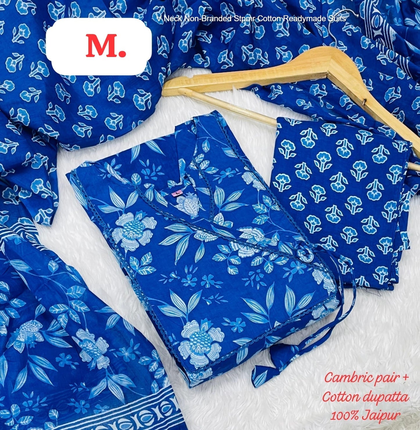 V Neck Non-Branded Stpmr Cotton Readymade Suits