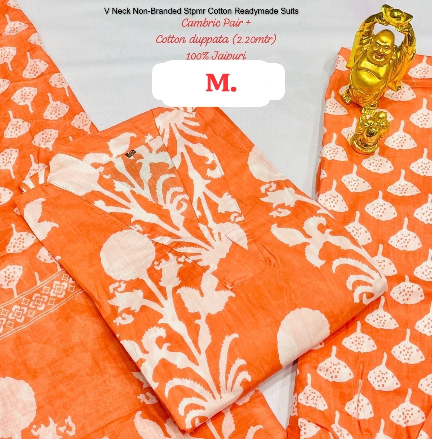 V Neck Non-Branded Stpmr Cotton Readymade Suits