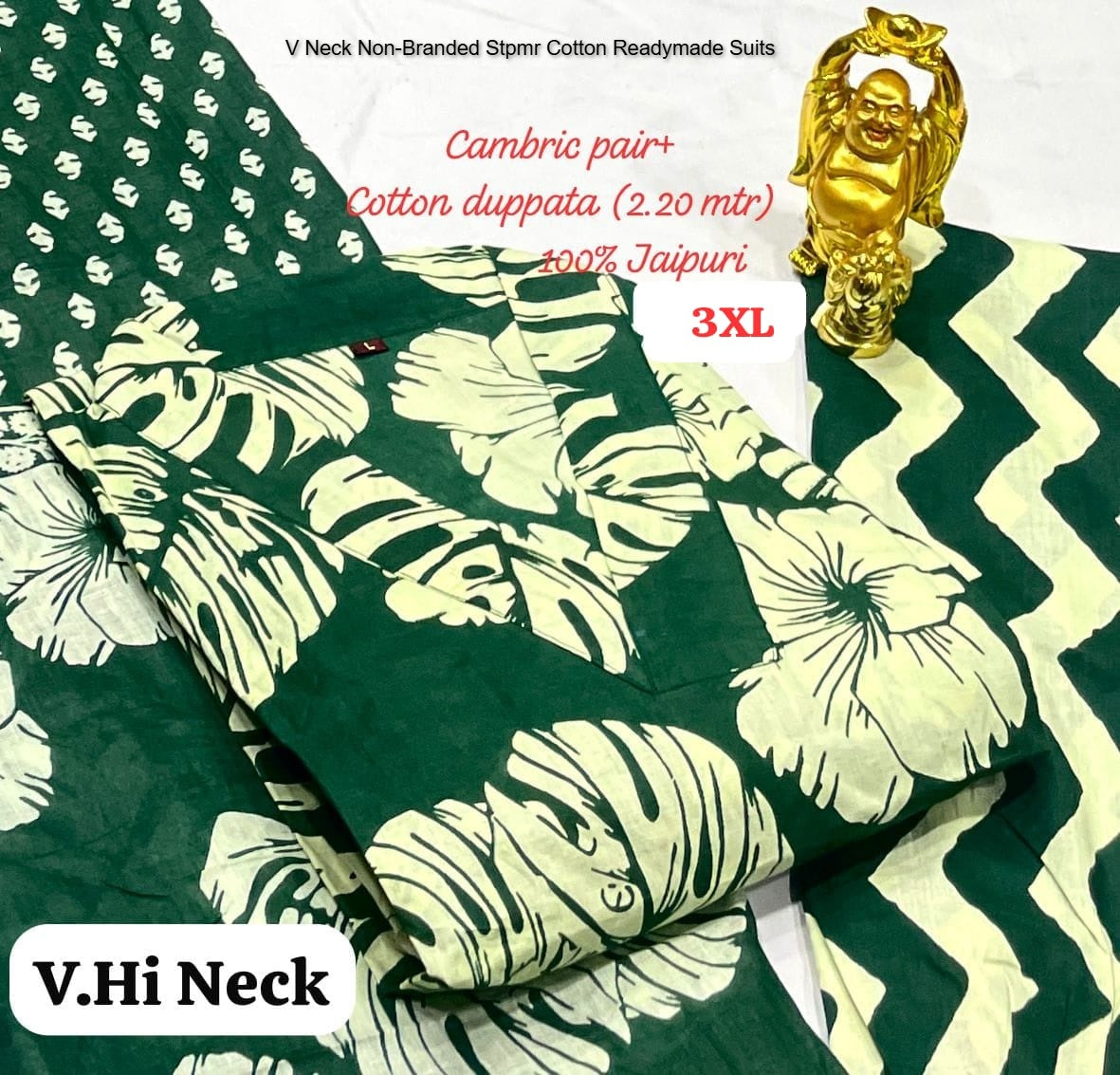 V Neck Non-Branded Stpmr Cotton Readymade Suits