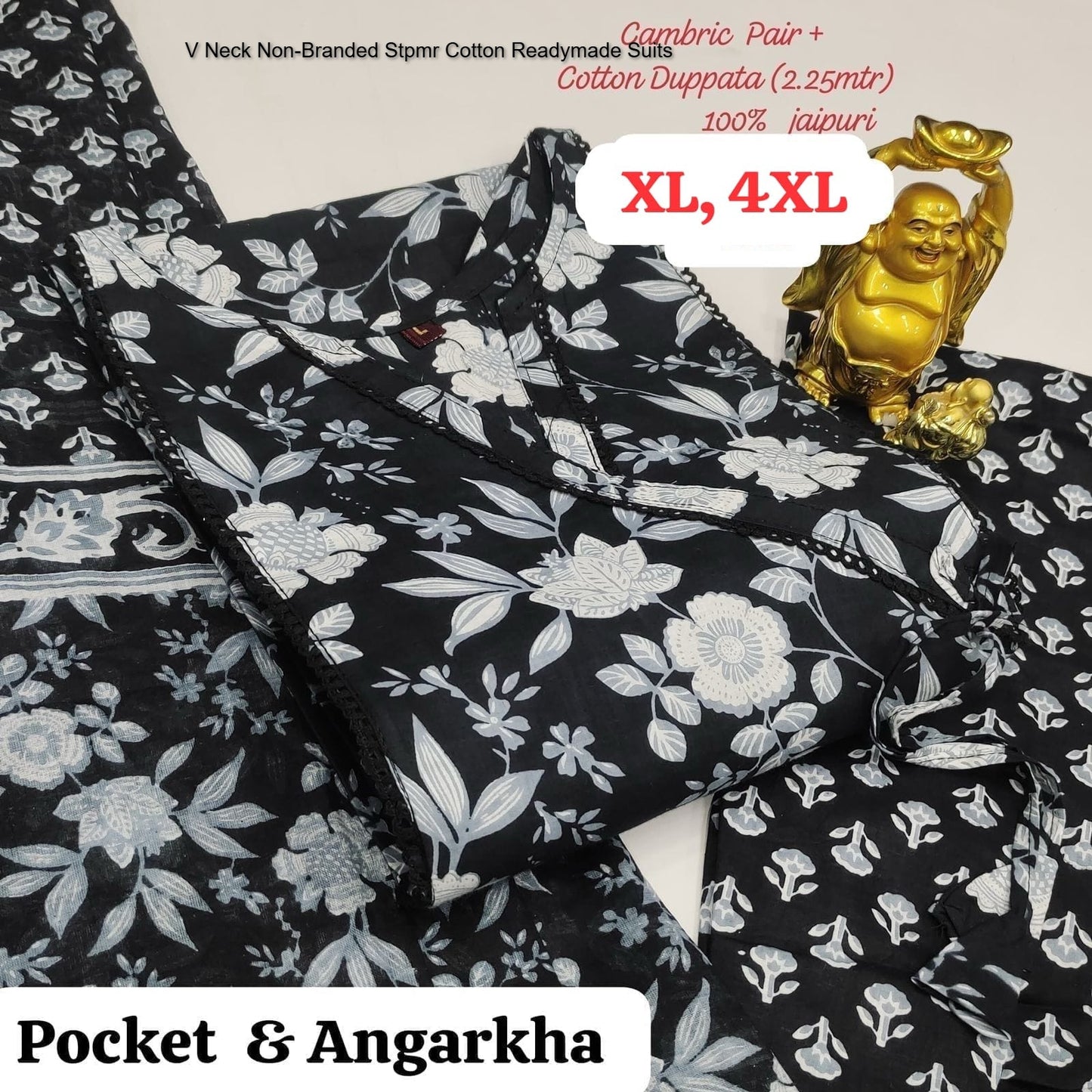 V Neck Non-Branded Stpmr Cotton Readymade Suits