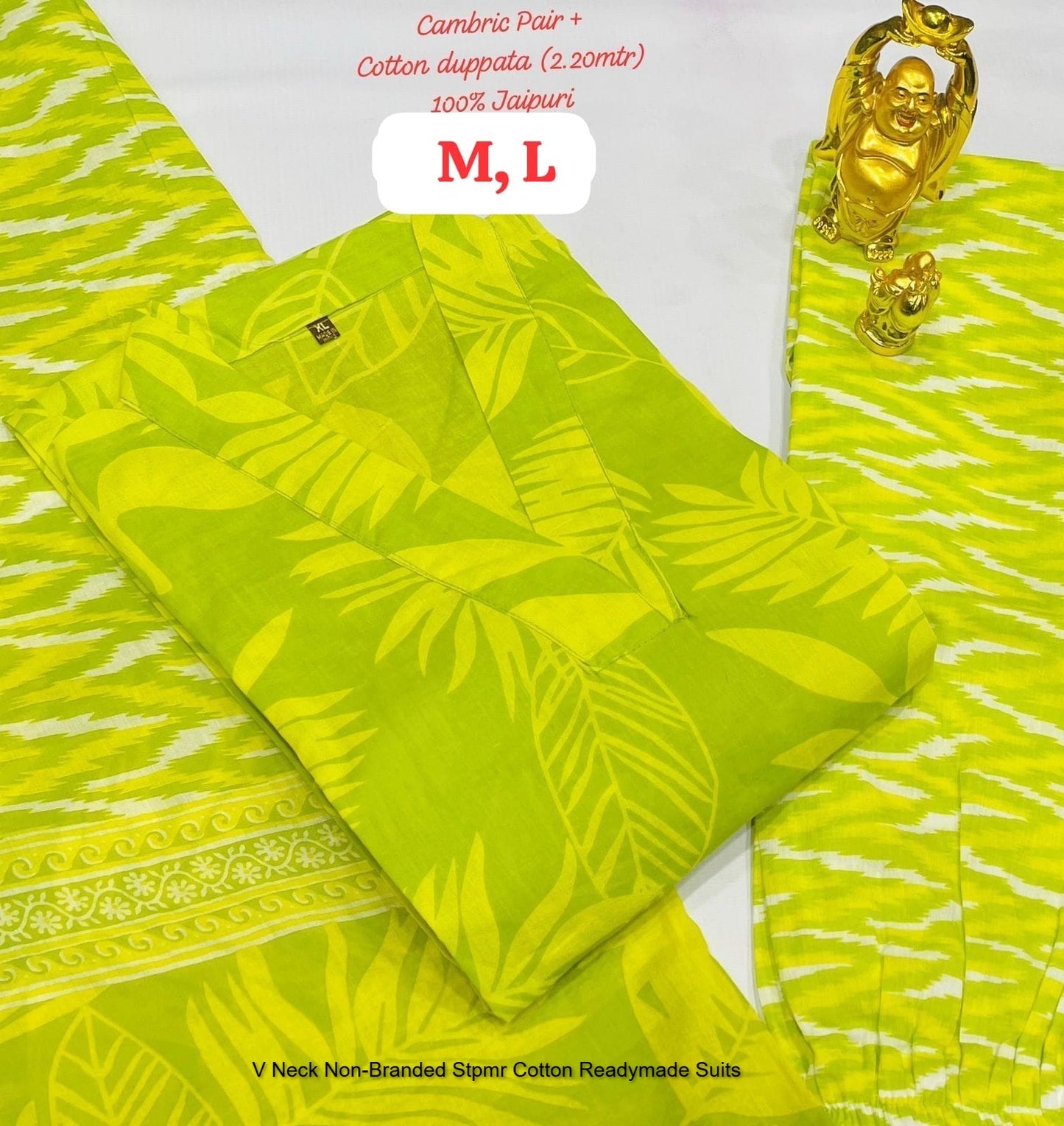 V Neck Non-Branded Stpmr Cotton Readymade Suits