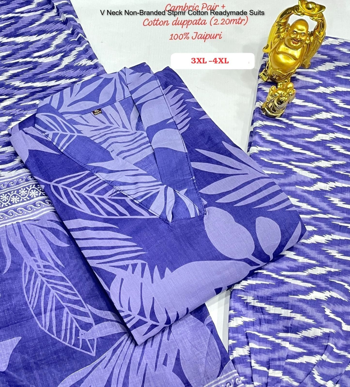 V Neck Non-Branded Stpmr Cotton Readymade Suits