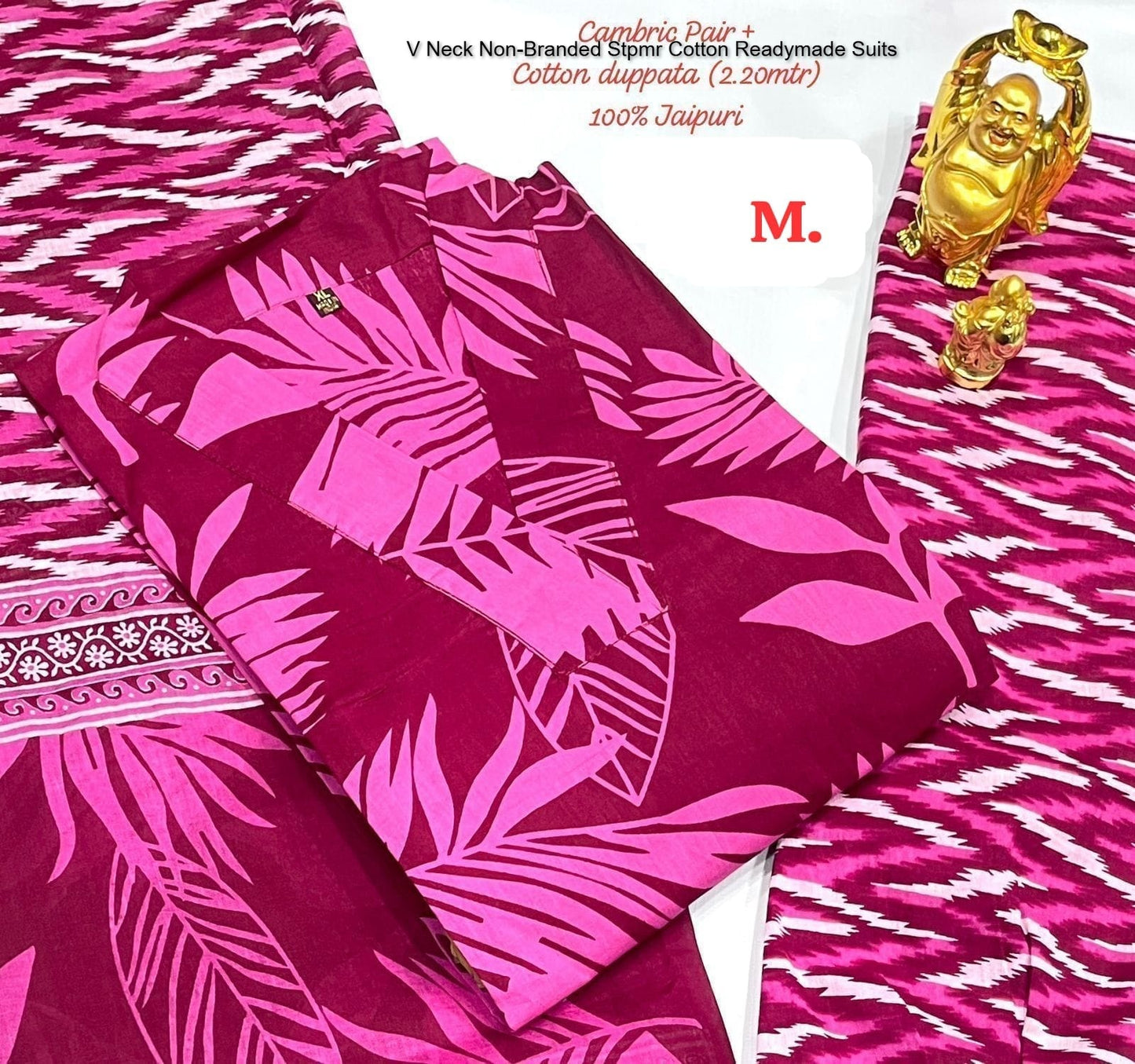 V Neck Non-Branded Stpmr Cotton Readymade Suits