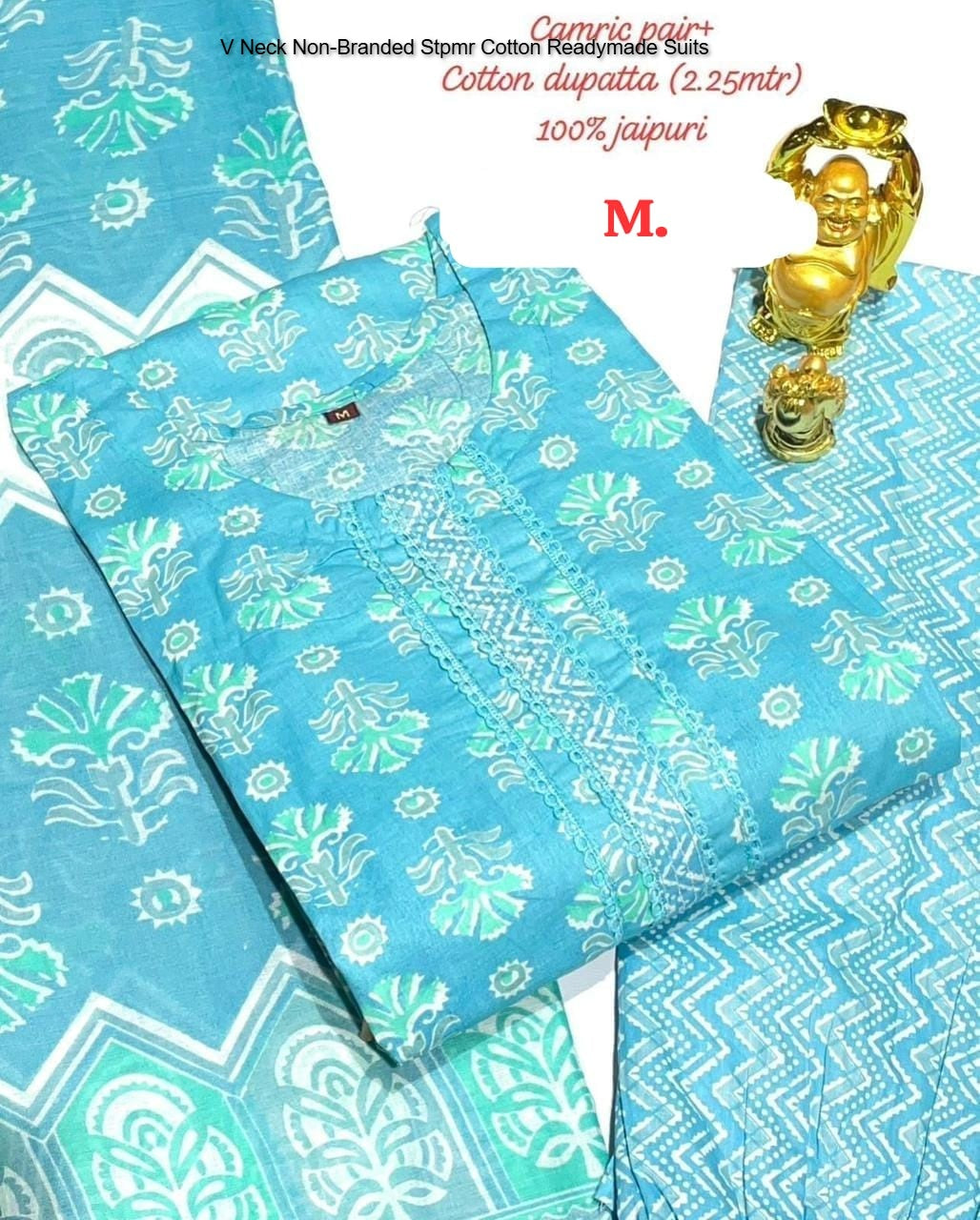 V Neck Non-Branded Stpmr Cotton Readymade Suits