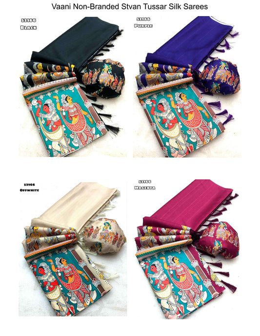 Vaani Non-Branded Stvan Tussar Silk Sarees