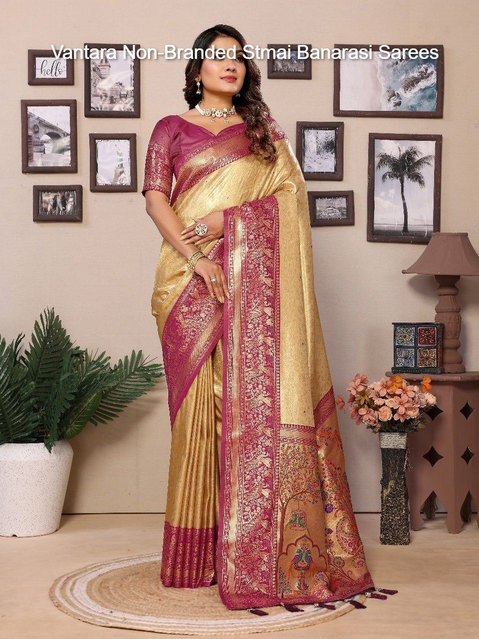 Vantara Non-Branded Stmai Banarasi Sarees