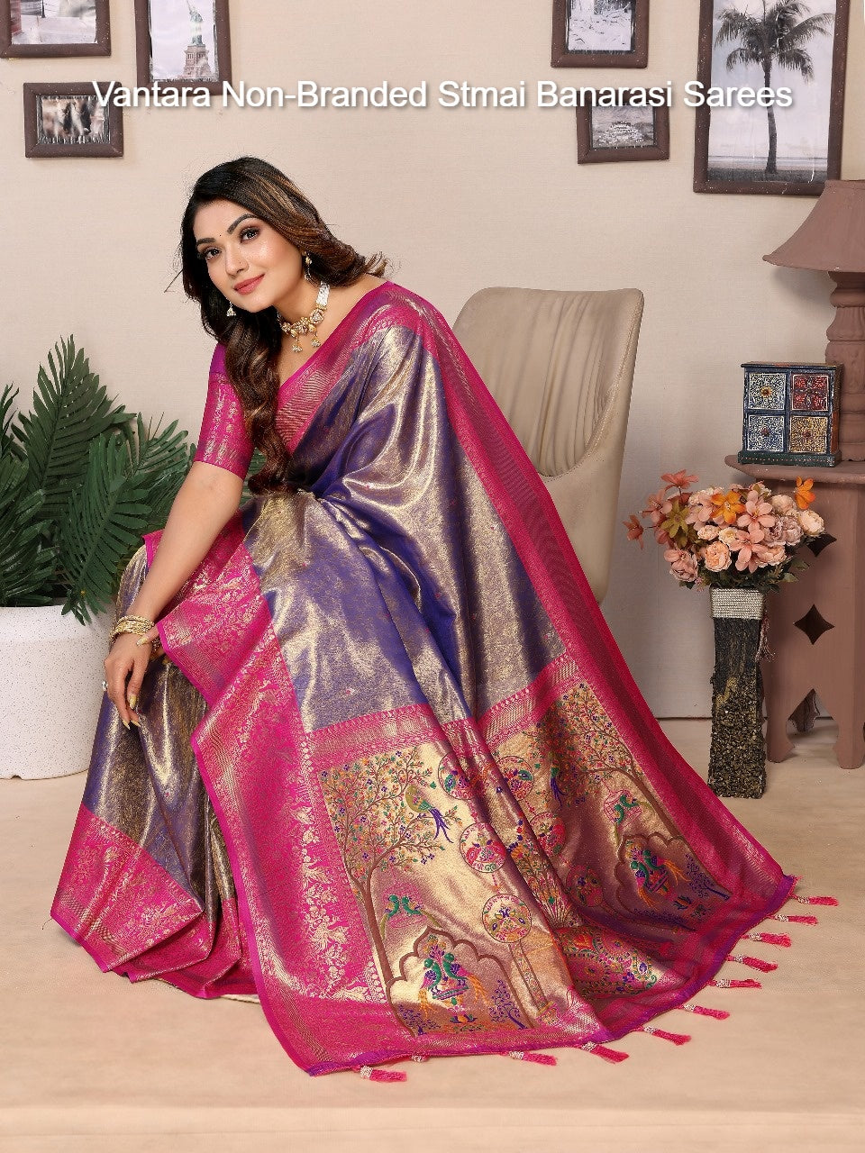 Vantara Non-Branded Stmai Banarasi Sarees