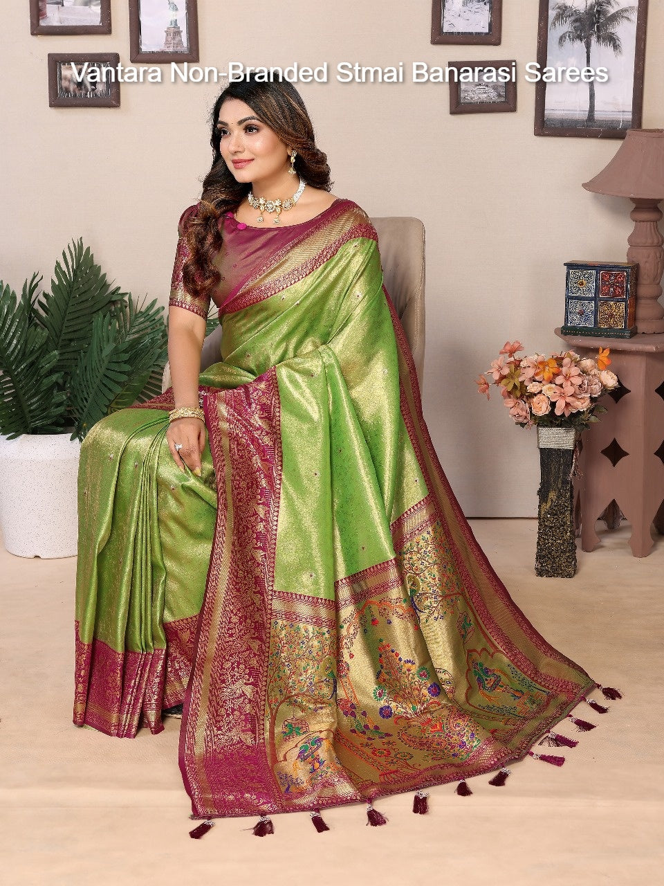 Vantara Non-Branded Stmai Banarasi Sarees